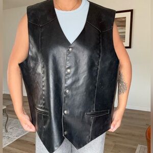 Cody James Black Faux Leather Vest - (Men's)